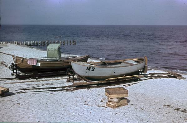 1940. Mecklenburg-Vorpommern. Darß. Ostsee. Boote. Strand. Küste. Boote am Strand