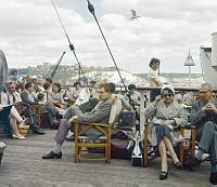 1960. Great Britain. England. Auf einem Schiff vor den Kreidefelsen von Dover. Ärmelkanal