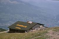 1987. Österreich. Kärnten. Alpen. Berge. Berghüüte Goldeck. Restaurant  Berge -  Austria. Alps. Mountains