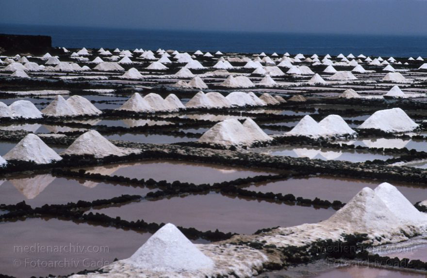 April 1995. Spanien. Kanarische Inseln. Lanzarote. Saline in Los Cocoteros. Meersalzgewinnung.
Schlüsselwörter: 1995;Kanarische Inseln;La Graciosa;Lanzarote;Meersalz;Saline;Salz;Spanien