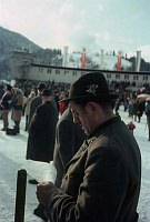 um 1966. Bayern. Garmisch Partenkirchen. Alpenvorland. Winter. Eislaufstadion. Wintersport.