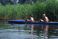 Juli 1995. Mecklenburg-Vorpommern. Feldberger Seen-Gebiet. Carwitz. Faltboot auf dem Dreetzsee