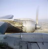 1960. USA. Flugzeug. airplane. Drehende Propeller