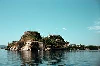 1963. Insel Korfu. Alte Feste vom Meer aus. Griechenland