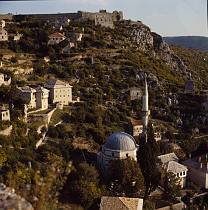 1960er. Ehemaliges Jugoslawien. Bosnien und Herzegowina. Pocitelj. Pocitelj. Moschee. Minarett