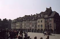 1970er. Poland. Polen. Posen. Marktplatz. Fischerhäuser.