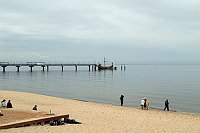 20. September 2005. Polen. Insel Wolin. Ostsee-Badeort Misdroy. Miedzyzdroje. Seebrücke. Strand