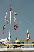 1963. Portugal. Flaggenmast auf der Terrasse des Schwimmbads