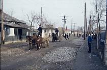 1960er. Rumanien. Romania. Pferdekarren