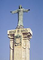 1975. Spanien. Baleren. Menorca. Reinad en Espana. Jesus Statue Monte Toro. Religion