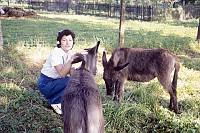 1975. Spanien. Baleren. Menorca. Frau mit Eseln