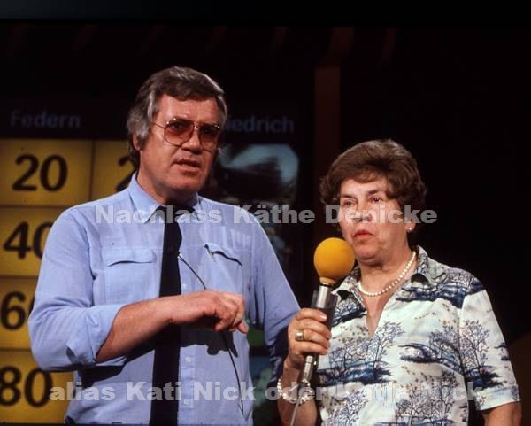 1970er. Fernsehshow Der große Preis mit Wim Thoelke. Auftritt von Kati Nick alias Katja Nick, bürgerlicher Name Käthe Denicke.