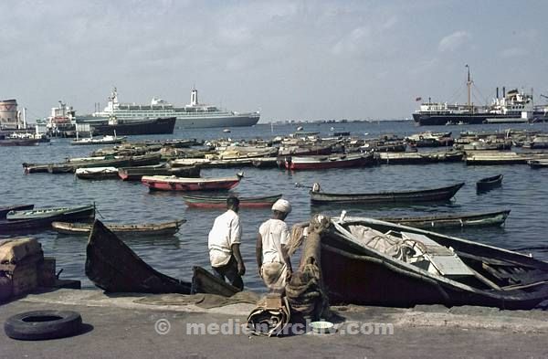 1966. Süd-Jemen. Adan. Aden. Fischereihafen. Boote