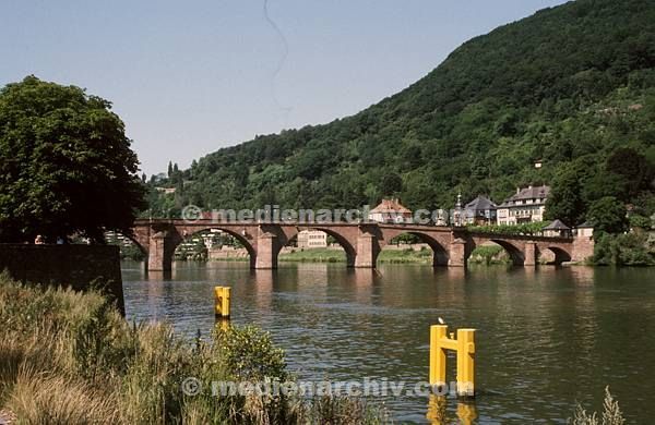 1980. Baden-Württemberg. Fluss. Neckar. Heidelberg